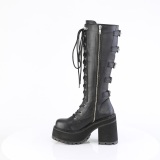 Vegano 12 cm ASSAULT-218 stivali donna con suola borchiata e plateau in nero