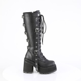 Vegano 12 cm ASSAULT-218 stivali donna con suola borchiata e plateau in nero