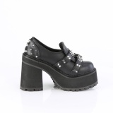 Vegano 12 cm ASSAULT-38 mocassini donna con suola borchiata e plateau in nero