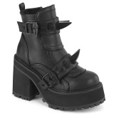 Vegano 12 cm ASSAULT-72 stivaletti donna con suola borchiata e plateau in nero