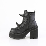 Vegano 12 cm ASSAULT-72 stivaletti donna con suola borchiata e plateau in nero