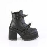 Vegano 12 cm ASSAULT-72 stivaletti donna con suola borchiata e plateau in nero