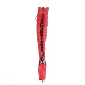 Vegano 18 cm ADORE-3019 punta aperta stivali alti alla coscia con stringati rosso