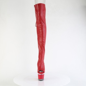 Vegano 18 cm SPECTATOR-3030 punta aperta stivali alti alla coscia con stringati rosso