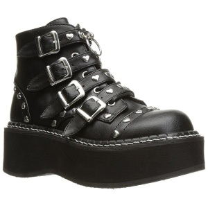 Vegano 5 cm DemoniaCult EMILY-315-1 stivaletti gotico con fibbie