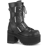 Vegano 9,5 cm RANGER-308 gotico chunky stivaletti platform donna con fibbia