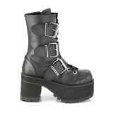 Vegano 9,5 cm RANGER-308 gotico chunky stivaletti platform donna con fibbia