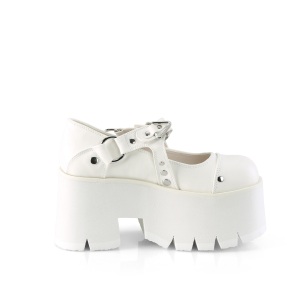 Vegano 9 cm ASHES-33 demoniacult calzature alternative con la suola spessa bianco