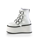 Vegano 9 cm DAMNED-105 gotico plateau stivaletti donna con fibbia bianco