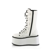 Vegano 9 cm DAMNED-225 platform stivali al polpaccio donna con fibbia bianco