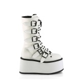 Vegano 9 cm DAMNED-225 platform stivali al polpaccio donna con fibbia bianco