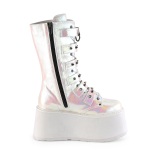 Vegano 9 cm DAMNED-225 platform stivali al polpaccio donna con fibbia effetto perlato