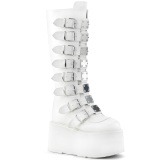 Vegano 9 cm DAMNED-318 platform stivali al ginocchio donna con fibbia bianco