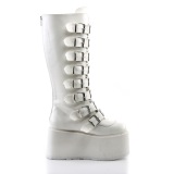 Vegano 9 cm DAMNED-318 platform stivali al ginocchio donna con fibbia bianco