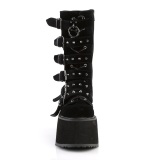 Velluto 9 cm DAMNED-225 platform stivali al polpaccio donna con fibbia nere