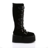 Velluto 9 cm DAMNED-318 platform stivali al ginocchio donna con fibbia nere