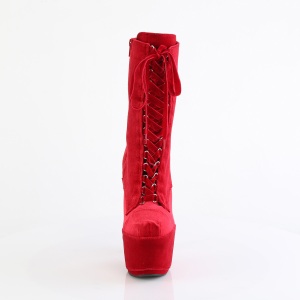 Velvet 18 cm ADORE-1045VEL Red ankle boots high heels + protective toe caps