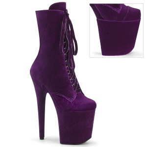 Velvet 20 cm FLAMINGO-1045VEL Purple ankle boots high heels + protective toe caps