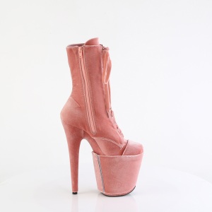 Velvet 20 cm FLAMINGO-1045VEL Rose ankle boots high heels + protective toe caps