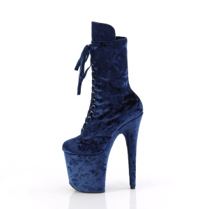 Velvet 20 cm FLAMINGO-1045VEL blue ankle boots high heels + protective toe caps