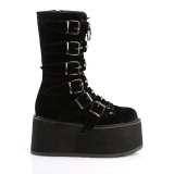 Velvet 9 cm DAMNED-225 emo calf-high women boots platform with buckles black