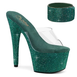 Verde 18 cm 712RS sandali tacco alto con polsino alla caviglia e plateau strass