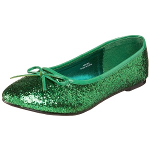 Verde STAR-16G scintillare scarpe ballerine donna basse