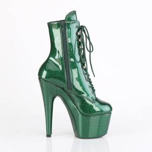 Verde smeraldo glitter 18 cm plateau stivaletti tacco alto donna