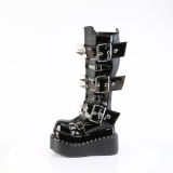 Verniciata 11,5 cm BEAR-215 emo stivali donna con plateau piramidale in nero