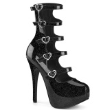 Verniciata 14,5 cm burlesque stivaletto plateau scarpe donna fibbia