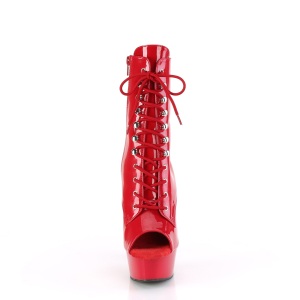 Verniciata 15 cm DELIGHT-1021 stivaletti spuntate con tacco e piattaforma rosso