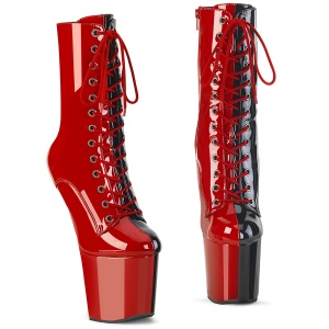 Verniciata 20 cm CRAZE-1040TT Heelless stivaletti pony alto pleaser rosso