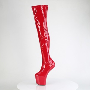 Verniciata 20 cm CRAZE-3000 Heelless overknee stivali pony alto pleaser rosso