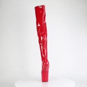 Verniciata 20 cm CRAZE-3000 Heelless overknee stivali pony alto pleaser rosso