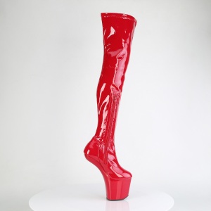 Verniciata 20 cm CRAZE-3000 Heelless overknee stivali pony alto pleaser rosso