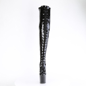 Verniciata 20 cm CRAZE-3023 Heelless overknee stivali pony alto pleaser neri