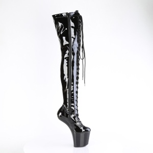 Verniciata 20 cm CRAZE-3023 Heelless overknee stivali pony alto pleaser neri