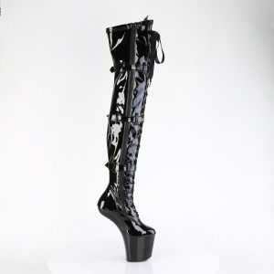 Verniciata 20 cm CRAZE-3028 Heelless overknee stivali pony alto pleaser neri