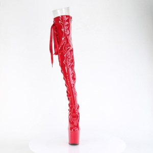 Verniciata 20 cm CRAZE-3050 Heelless overknee stivali pony alto pleaser rosso