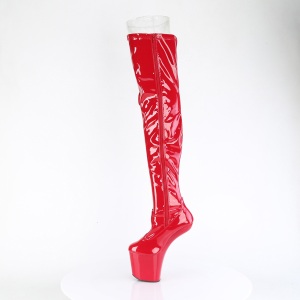 Verniciata 20 cm CRAZE-3050 Heelless overknee stivali pony alto pleaser rosso