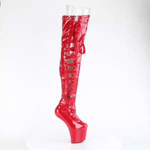 Verniciata 20 cm CRAZE-3050 Heelless overknee stivali pony alto pleaser rosso