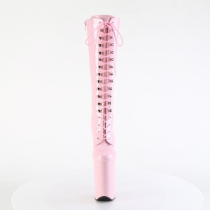 Verniciata 23 cm stivali stringati con plateau poledance rosa