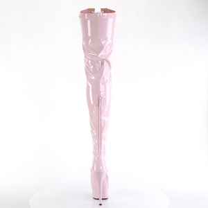 Verniciata rosa 15 cm DELIGHT-3027 stivali sopra il ginocchio con lacci