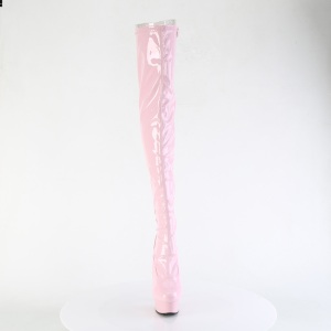 Verniciata rosa 15 cm DELIGHT-3063 stivali sopra il ginocchio con lacci