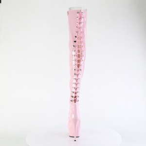 Verniciata rosa 15 cm DELIGHT-3063 stivali sopra il ginocchio con lacci