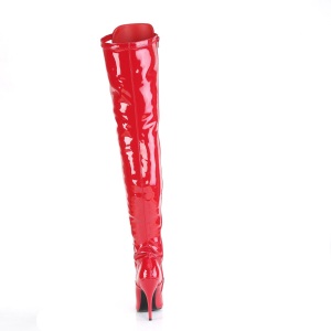 Verniciata rosso 13 cm SEDUCE-3024 stivali sopra il ginocchio con lacci