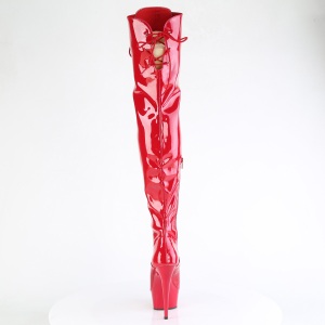 Verniciata rosso 15 cm DELIGHT-3022 stivali sopra il ginocchio con lacci