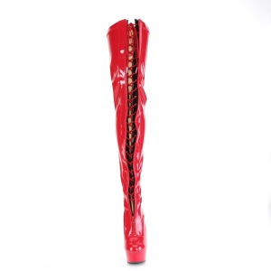 Verniciata rosso 15 cm DELIGHT-3027 stivali sopra il ginocchio con lacci