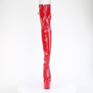 Verniciata rosso 18 cm ADORE-3850 stivali sopra il ginocchio con lacci