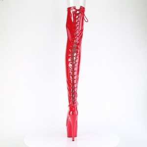 Verniciata rosso 18 cm ADORE-3850 stivali sopra il ginocchio con lacci